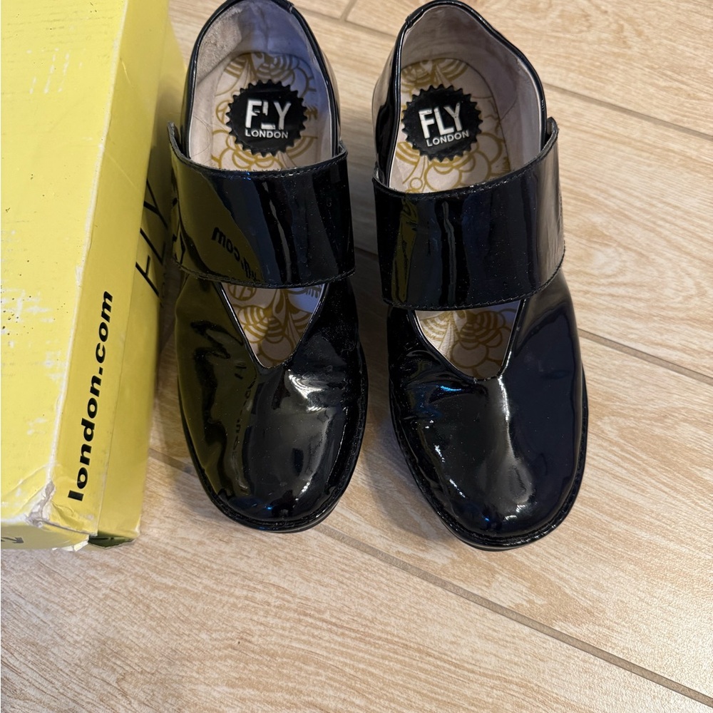 Fly London Black Patent Mary Jane Shoes